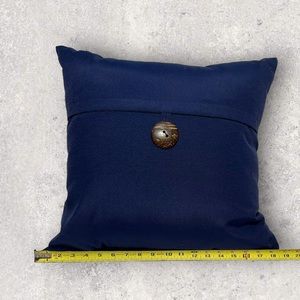 2 Newport Indoor Outdoor Throw Pillows Navy Blue Large 18” Button All Weather